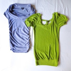 Express Cowl-neck Short Sleeve Ruched Sweater